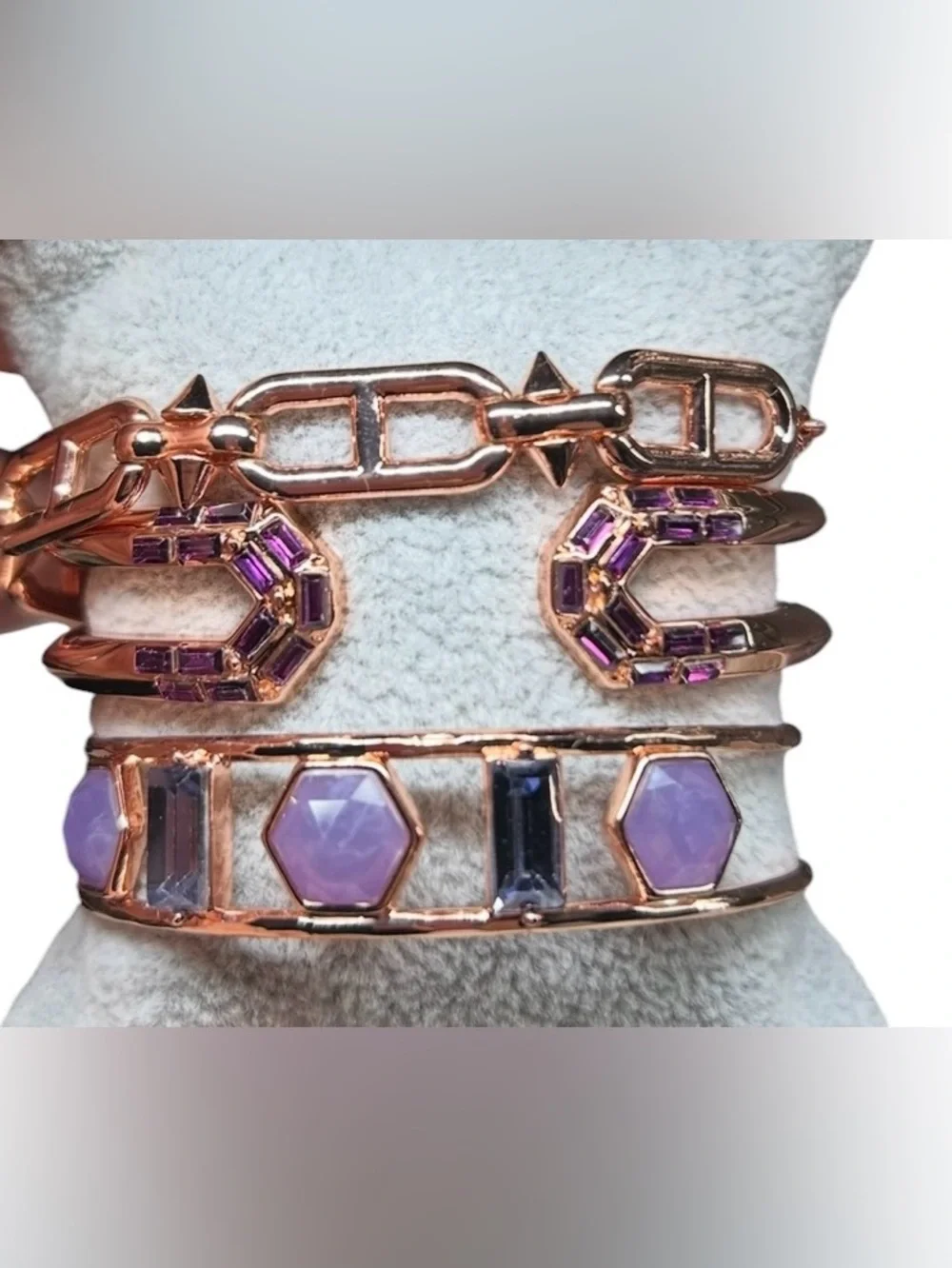 Bomb Party Rose Gold Bracelet Stack Gorgeous 3 Rose Gold Plated Bracelets